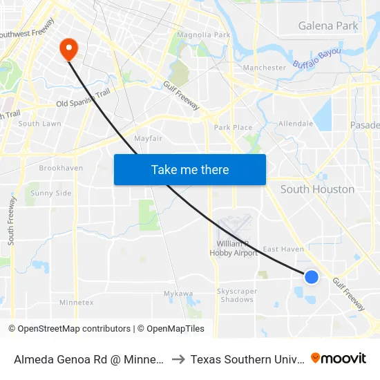 Almeda Genoa Rd @ Minnesota St to Texas Southern University map
