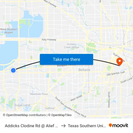 Addicks Clodine Rd @ Alief Clodine* to Texas Southern University map