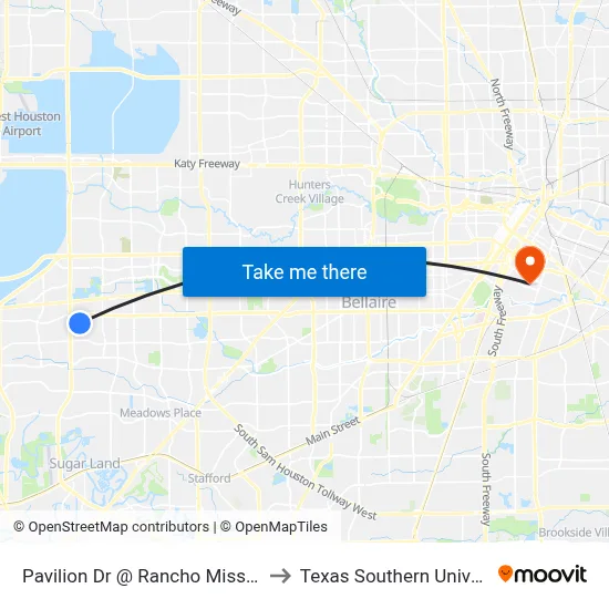 Pavilion Dr @ Rancho Mission Dr to Texas Southern University map