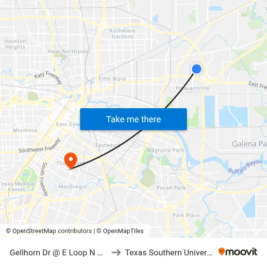 Gellhorn Dr @ E Loop N Mb1 to Texas Southern University map