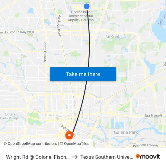 Wright Rd @ Colonel Fischer Dr to Texas Southern University map