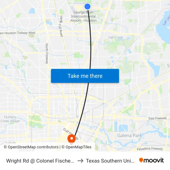 Wright Rd @ Colonel Fischer Dr MB to Texas Southern University map