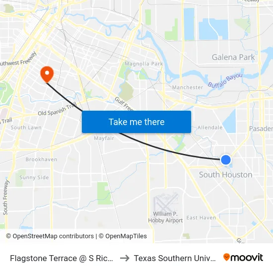 Flagstone Terrace @ S Richey St to Texas Southern University map