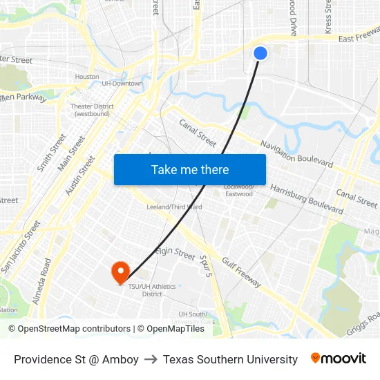 Providence St @ Amboy to Texas Southern University map