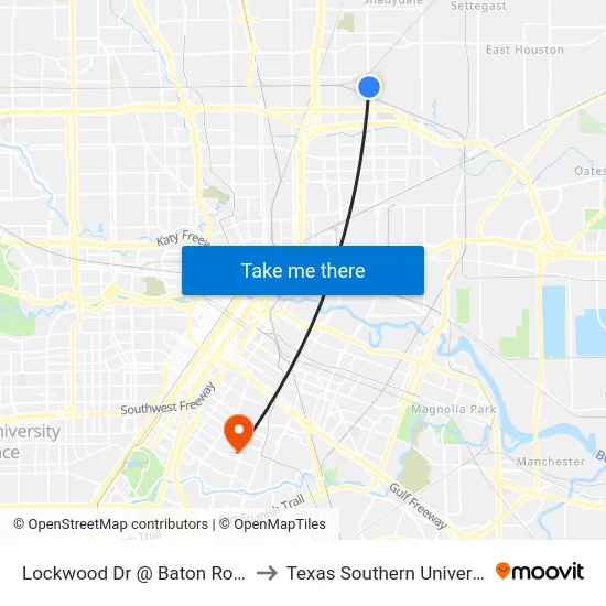 Lockwood Dr @ Baton Rouge to Texas Southern University map