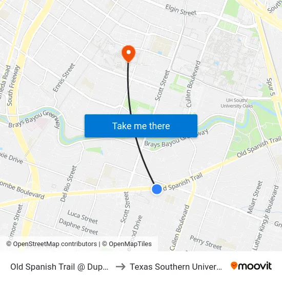 Old Spanish Trail @ Dupont to Texas Southern University map