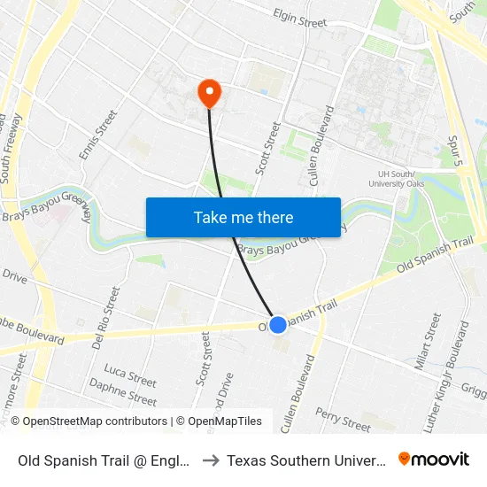 Old Spanish Trail @ England to Texas Southern University map