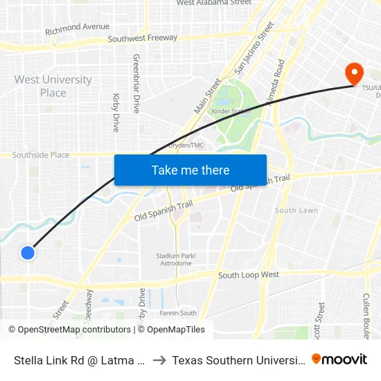 Stella Link Rd @ Latma Dr to Texas Southern University map