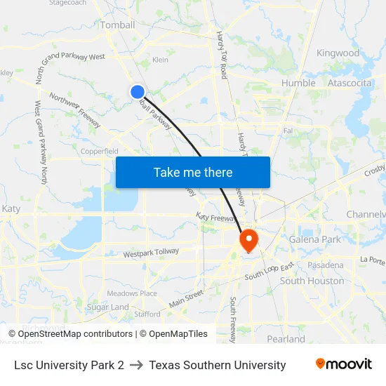 Lsc University Park 2 to Texas Southern University map