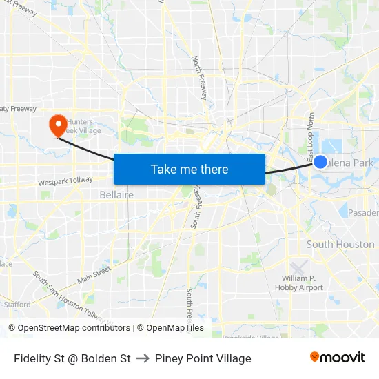 Fidelity St @ Bolden St to Piney Point Village map