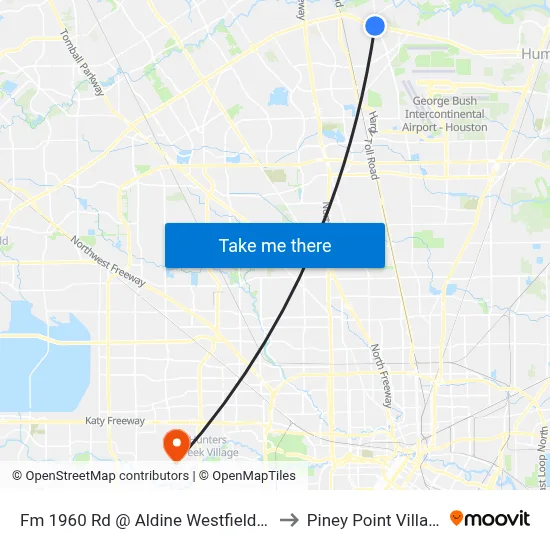 Fm 1960 Rd @ Aldine Westfield Rd to Piney Point Village map