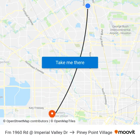 Fm 1960 Rd @ Imperial Valley Dr to Piney Point Village map