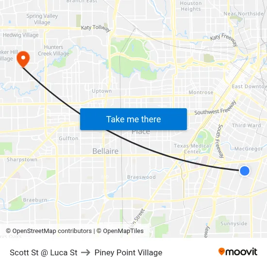 Scott St @ Luca St to Piney Point Village map