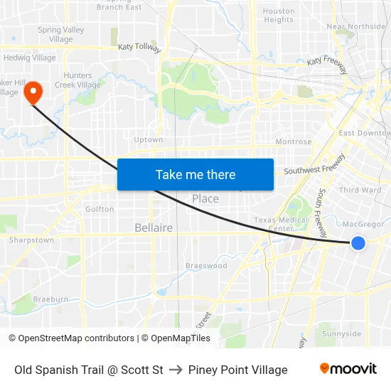 Old Spanish Trail @ Scott St to Piney Point Village map