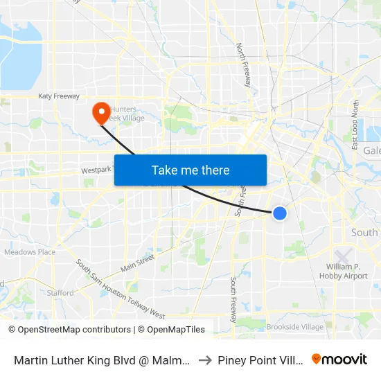 Martin Luther King Blvd @ Malmedy R to Piney Point Village map