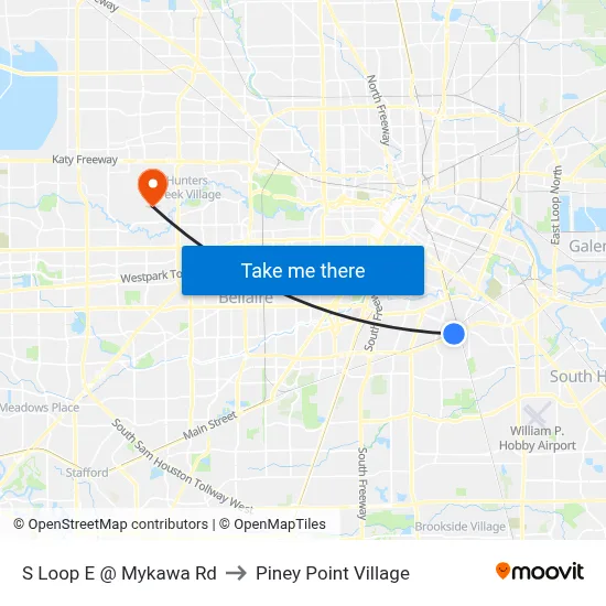 S Loop E @ Mykawa Rd to Piney Point Village map