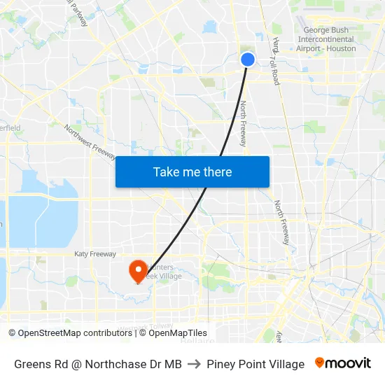 Greens Rd @ Northchase Dr MB to Piney Point Village map