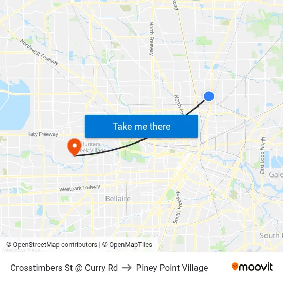 Crosstimbers St @ Curry Rd to Piney Point Village map