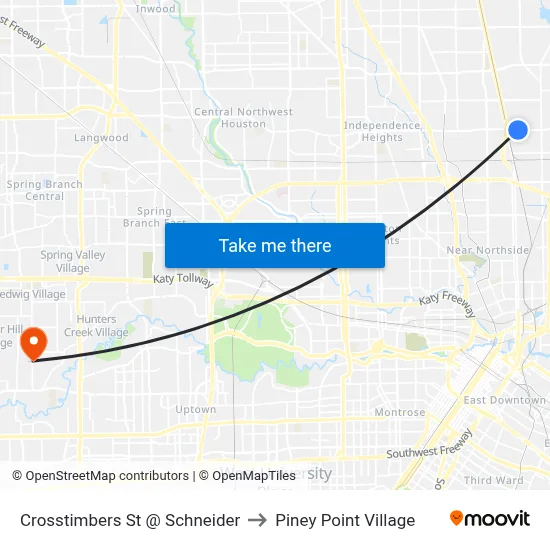 Crosstimbers St @ Schneider to Piney Point Village map