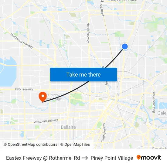 Eastex Freeway @ Rothermel Rd to Piney Point Village map