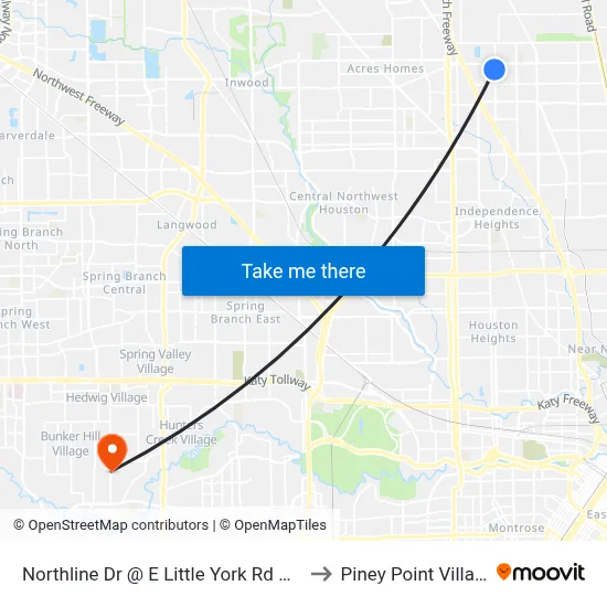 Northline Dr @ E Little York Rd Mb1 to Piney Point Village map