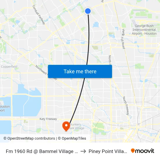 Fm 1960 Rd @ Bammel Village Dr to Piney Point Village map