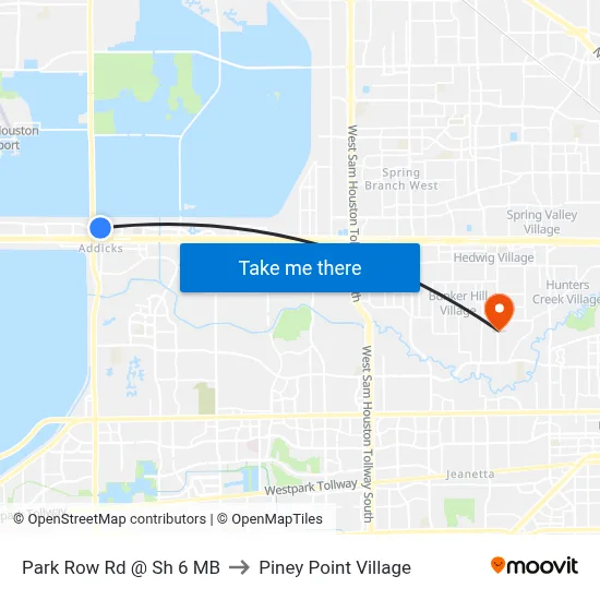 Park Row Rd @ Sh 6 MB to Piney Point Village map