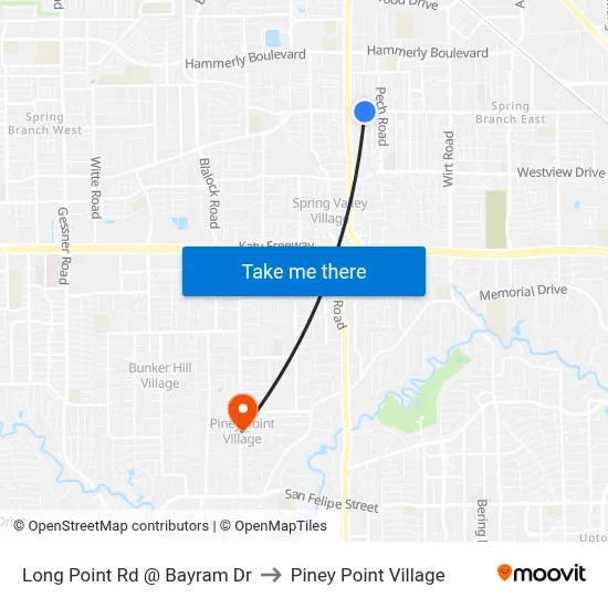 Long Point Rd @ Bayram Dr to Piney Point Village map