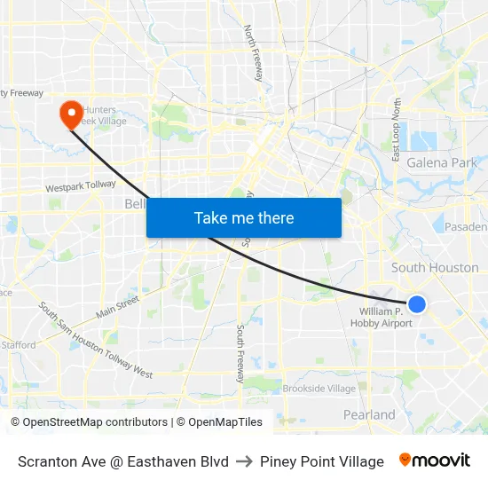Scranton Ave @ Easthaven Blvd to Piney Point Village map