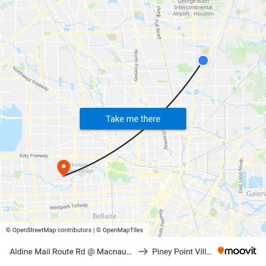 Aldine Mail Route Rd @ Macnaughton to Piney Point Village map