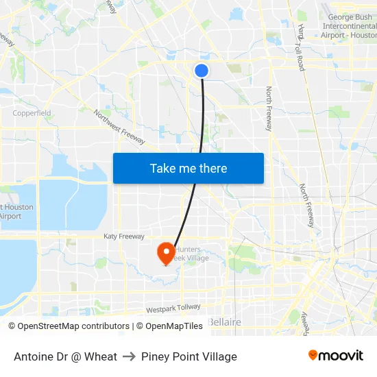 Antoine Dr @ Wheat to Piney Point Village map