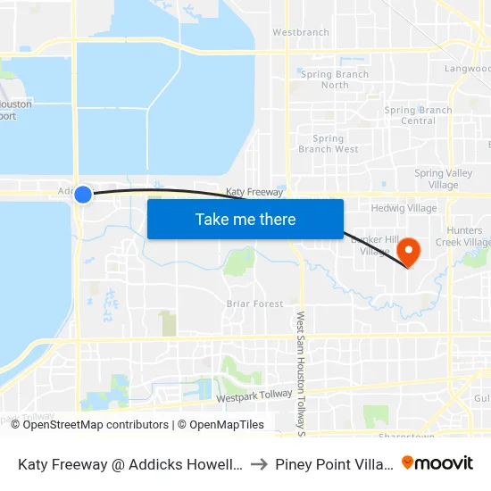 Katy Freeway @ Addicks Howell Rd to Piney Point Village map