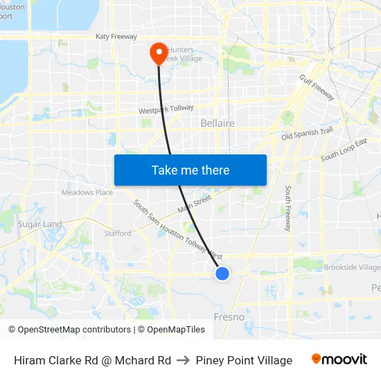 Hiram Clarke Rd @ Mchard Rd to Piney Point Village map