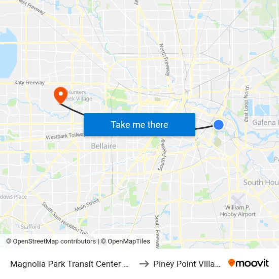 Magnolia Park Transit Center Wb to Piney Point Village map