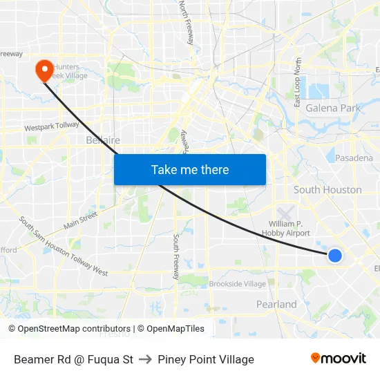 Beamer Rd @ Fuqua St to Piney Point Village map