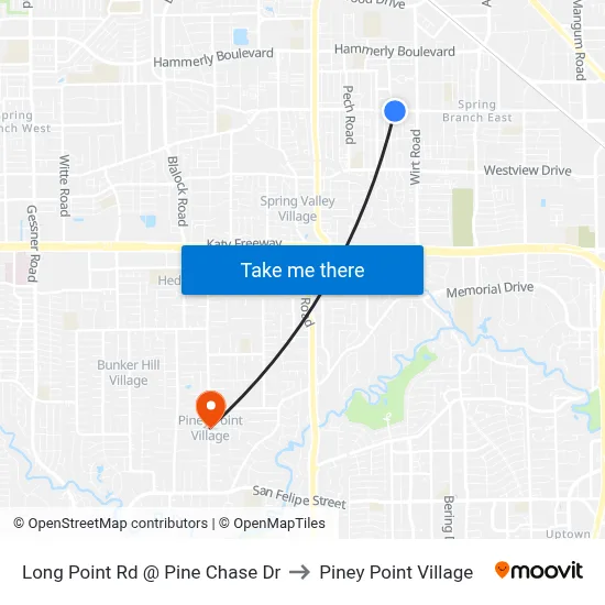Long Point Rd @ Pine Chase Dr to Piney Point Village map