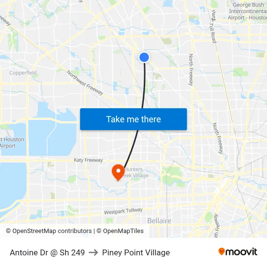 Antoine Dr @ Sh 249 to Piney Point Village map