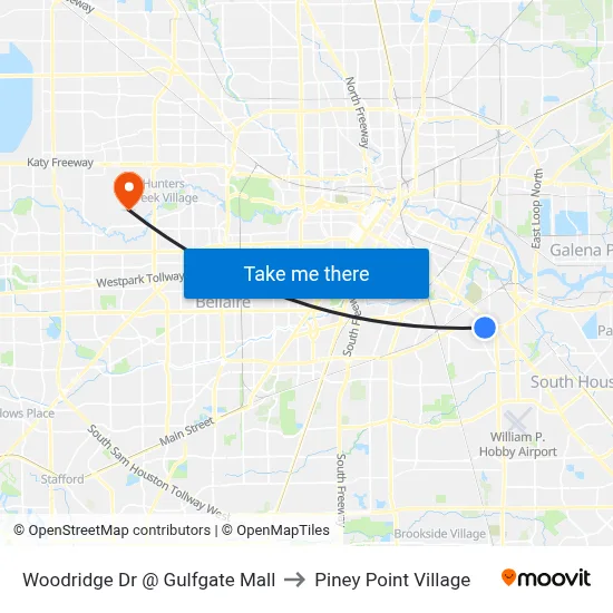 Woodridge Dr @ Gulfgate Mall to Piney Point Village map