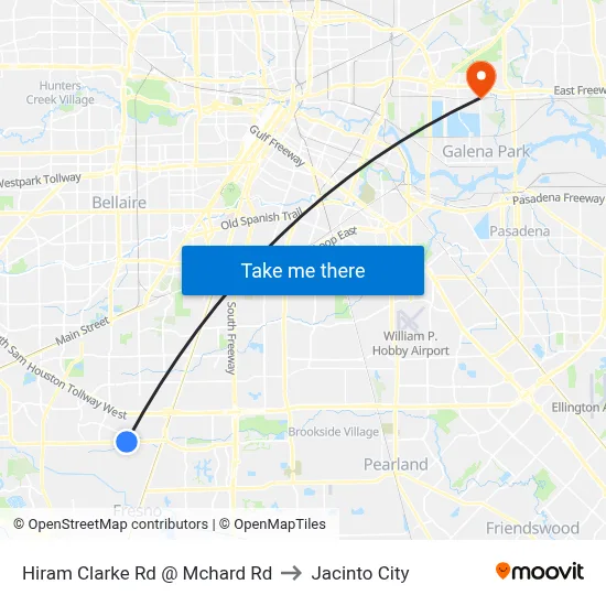Hiram Clarke Rd @ Mchard Rd to Jacinto City map