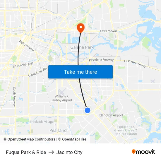 Fuqua Park & Ride to Jacinto City map