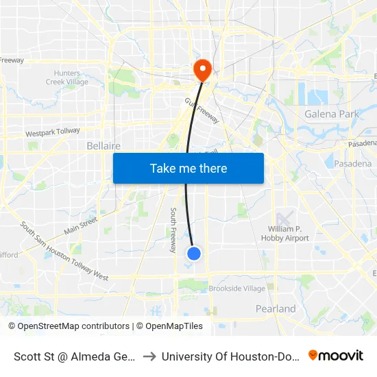 Scott St @ Almeda Genoa Rd to University Of Houston-Downtown map