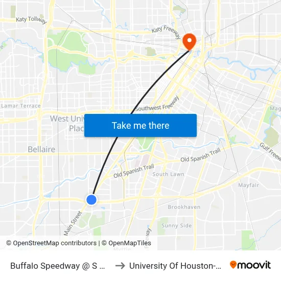 Buffalo Speedway @ S Main St MB to University Of Houston-Downtown map