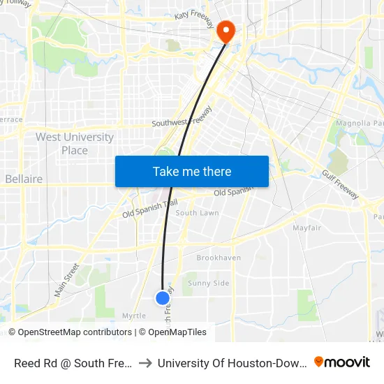 Reed Rd @ South Freeway to University Of Houston-Downtown map