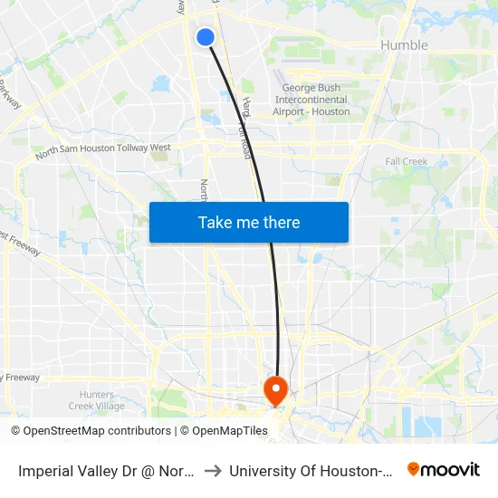 Imperial Valley Dr @ North Vista Dr to University Of Houston-Downtown map