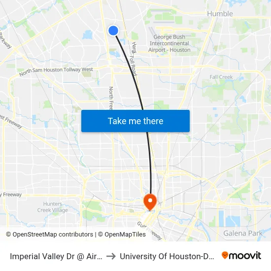 Imperial Valley Dr @ Airtex Blvd to University Of Houston-Downtown map