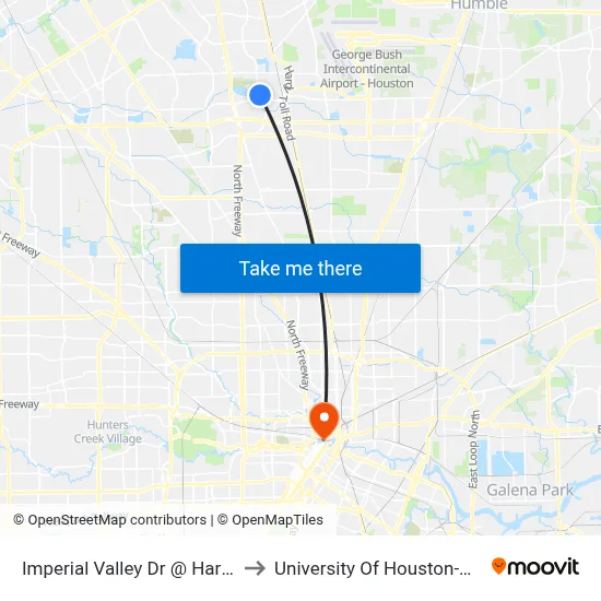 Imperial Valley Dr @ Harvest Time to University Of Houston-Downtown map