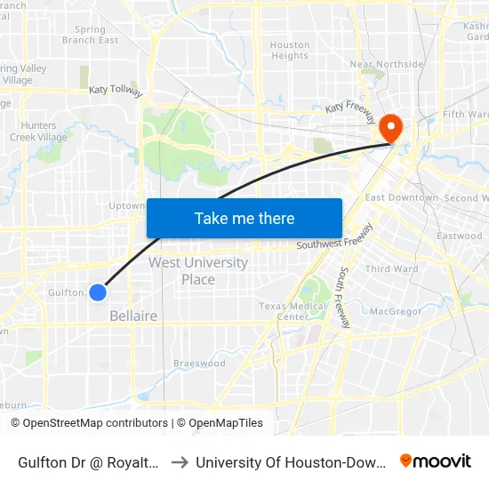 Gulfton Dr @ Royalton St to University Of Houston-Downtown map