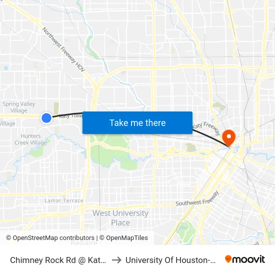 Chimney Rock Rd @ Katy Freeway to University Of Houston-Downtown map
