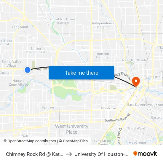 Chimney Rock Rd @ Katy Freeway to University Of Houston-Downtown map