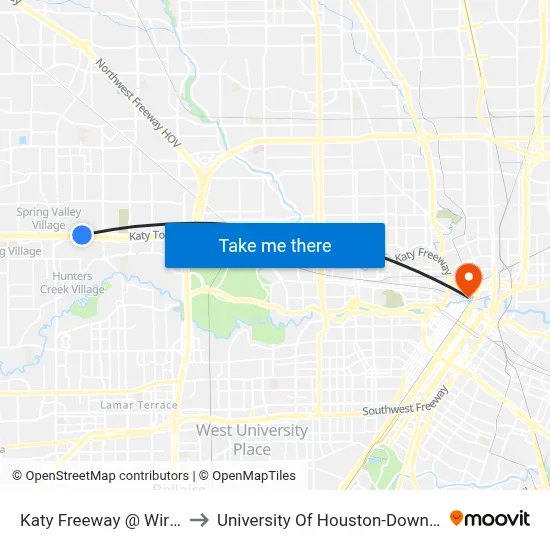 Katy Freeway @ Wirt Rd to University Of Houston-Downtown map